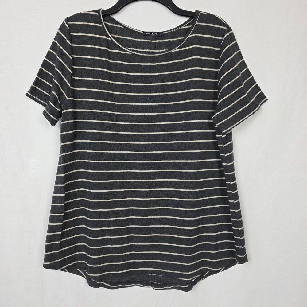 Pink Clover Stripe Button Back Top Women Large